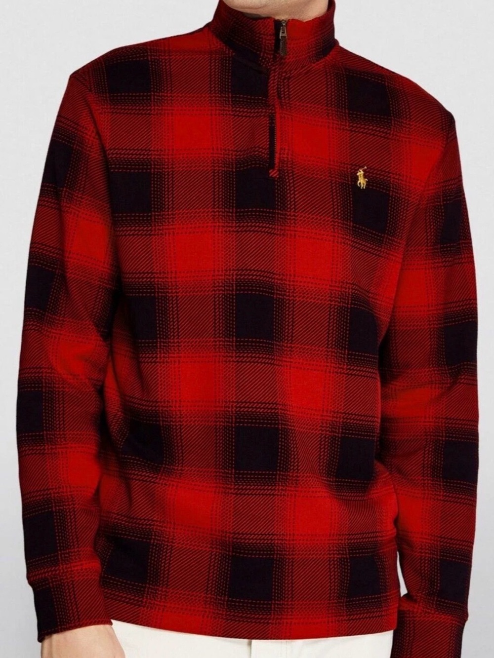 Polo Ralph Lauren Tartan Plaid Estate Half Zip Pullover Sweater